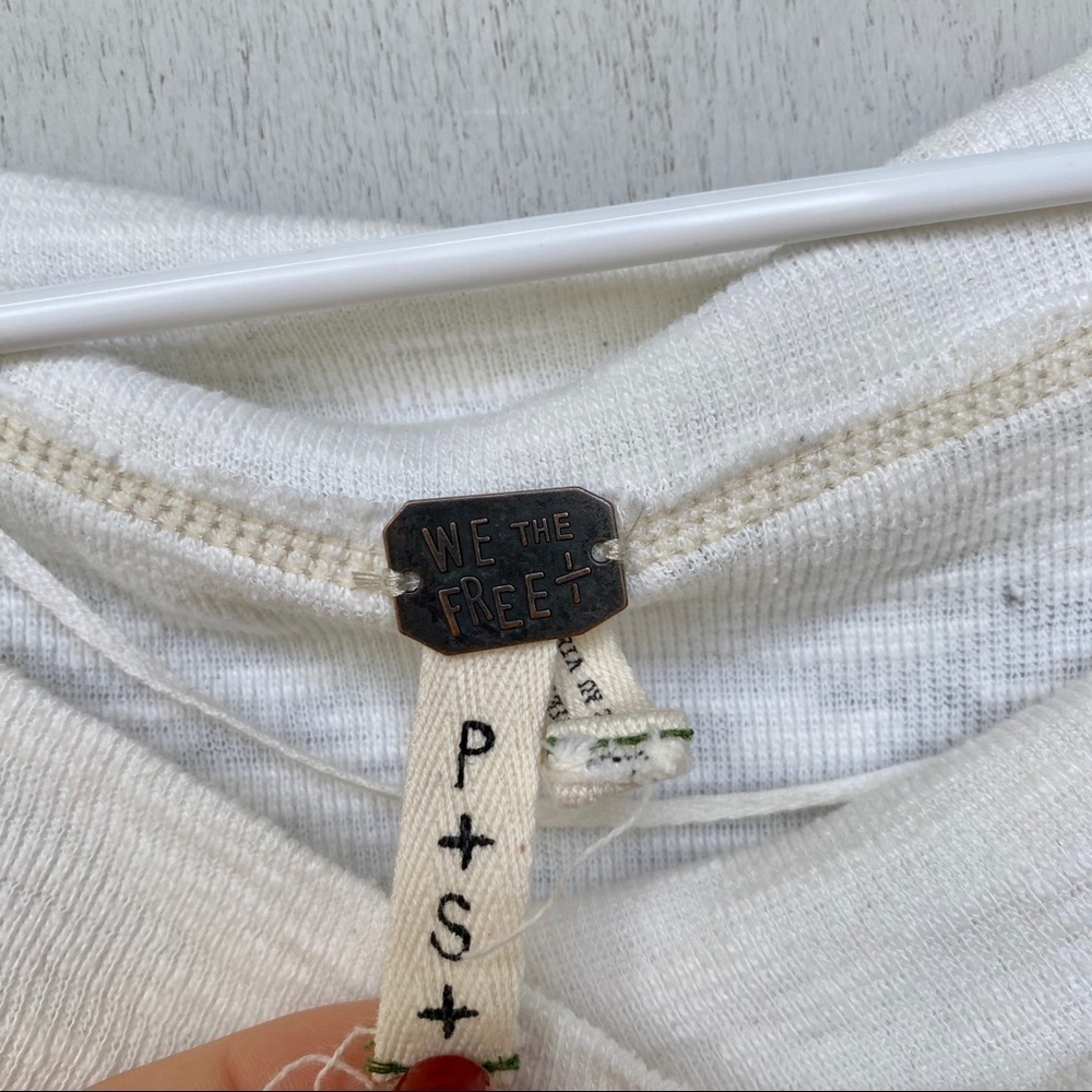 We the Free White Boat Neck 3/4 Sleeve Sweater | Oversized Fit | Casual Chic - Picture 3 of 6